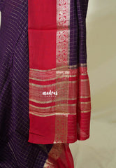 Jamun Purple - Avantika - Semi Mysore Silk Saree Checks with Skirt Border - Perfect for Wedding Functions