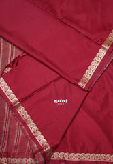 Reddish Maroon - Avantika - Semi Mysore Silk Saree with Small Mango Border - Perfect for Small Functions