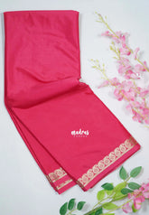 Peach Pink - Avantika - Semi Mysore Silk Saree with Small Mango Border - Perfect for Small Functions