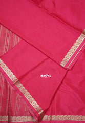 Peach Pink - Avantika - Semi Mysore Silk Saree with Small Mango Border - Perfect for Small Functions