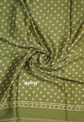 Olive Green - Baby Soft Butter Silk Saree with Floral Prints - Best for Daily Wear | Summer