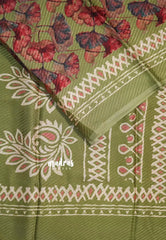 Olive Green - Baby Soft Butter Silk Saree with Floral Prints - Best for Daily Wear | Summer