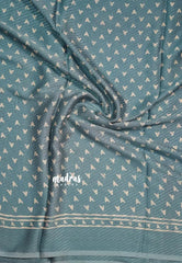 Bluish Grey - Baby Soft Butter Silk Saree with Floral Prints - Best for Daily Wear | Summer