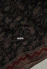 Jet Black - Pure Kota Doriya with Bagru Printed Saree - Perfect for Office Wear | Casual Wear | Summer Wear