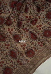 Sandal Beige - Pure Kota Doriya with Bagru Printed Saree - Perfect for Office Wear | Casual Wear | Summer Wear