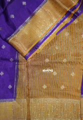 Purple Glow - Durga - Banarasi Premium Viscose Silk Saree Checks in Border and Buttas - Best for Pooja Functions | Diwali Festive