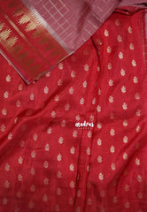 Antique Mauve Pink - Durga - Banarasi Premium Viscose Silk Zari Checks with Rettapet Temple Border - Best for Pooja Functions | Diwali Festive
