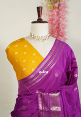 Magenta Purple - Durga - Banarasi Premium Viscose Silk with Traditional Border and Buttas - Best for Wedding Functions