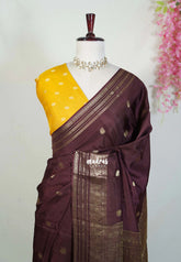 Coffee Brown - Durga - Banarasi Premium Viscose Silk with Traditional Border and Buttas - Best for Wedding Functions