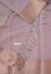 Muted Onion Pink - Banarasi Kota Tissue silk with zari border