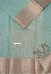 Muted Teal Green - Banarasi Kota Tissue silk with zari border