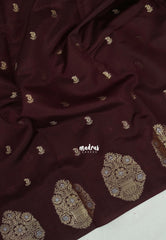 Coffee Brown - Vasantha Raagam - Banarasi mashru Silk with Antique Zari Border and buttas - Perfect for Wedding Wear