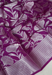 Magenta Purple - Durga - Banarasi soft katan silk zari Floral weaving with Zari Border