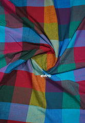 Multicolor with Dark - Madras Checks Pure Cotton Blouse Fabric Height 60 inch | Soft Breathable Cotton Best for Frocks/Dresses/Anarkali/shirts/Kurtis