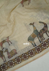 Ivory Beige - Isha - Fancy Chanderi Silk with Tribal Prints - Best for Office Wear | Casual Wear