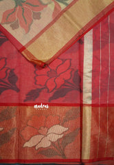 Sandal - Chandrika - Ikkat Pochampally Silk cotton with Tissue border