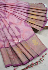 Pink - Chandrika - Ikkat Pochampally Silk cotton with Tissue border