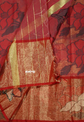 Golden Yellow - Chandrika - Ikkat Pochampally Silk cotton with Tissue body