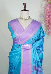Olympic Blue - Chandrika - Ikkat Pochampally Soft Silk with Rettapet Border - Best for Small Functions