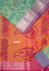 Pastel Green - Chandrika - Ikkat Pochampally Soft Silk with Zari Border