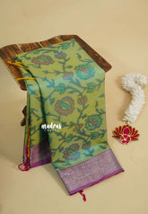 Pastel Green - Chandrika - Ikkat Pochampally Soft Silk with Zari Border