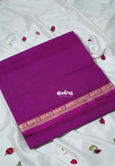 Magenta Glow - Classic Kanchi Cotton Plain Body with Small Annam Border - Best for Small Functions