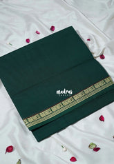 Deep Green - Classic Kanchi Cotton Plain Body with Small Annam Border - Best for Small Functions