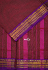 Dual Shade Beet Maroon - Classic Kanchi Cotton Plain Body with Mango Border - Best for Casual Wear | Temple Visit