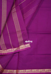 Magenta Glow - Classic Kanchi Cotton Plain Body with Small Annam Border - Best for Small Functions