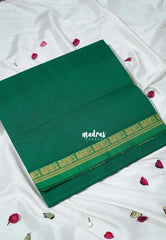 Classic Green - Classic Kanchi Cotton Plain Body with Small Annam Border - Best for Small Functions