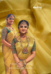 (PRE-BOOKING) Celebrity hit Gold Tissue silk saree