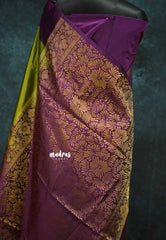 Chutney green with Purple - Hamsavalli – Soft Silk Elegance saree with temple weaving rich pallu