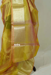 Dual shade Yellow - Kushboo - Banarasi Tissue silk saree with tissue border