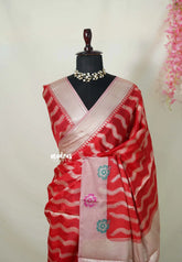 Classic Rich Red - Durga - Banarasi soft katan silk zari weaving with Zari Border