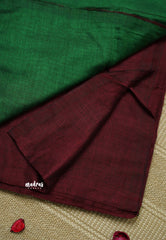 khadi contrast pallu Maroon with Green - Shruti - Madras Sarees