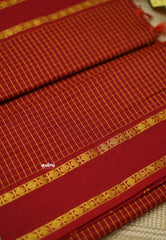 Vintage Gadwal silkcotton Dark red - Madras Sarees