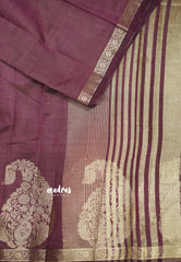 Brown - Raaga - Lightweight Semi tussar saree wtih Mango border