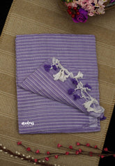Stripes khadi linen saree lavender - Madras Sarees