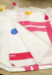 Polka dots Khadi White (Multicolor dots) - Madras Sarees
