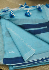 Polka dots Khadi Blue - Madras Sarees