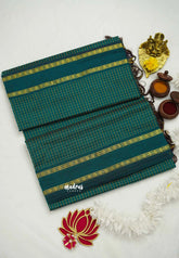 Vintage Gadwal silkcotton Teal Green - Madras Sarees