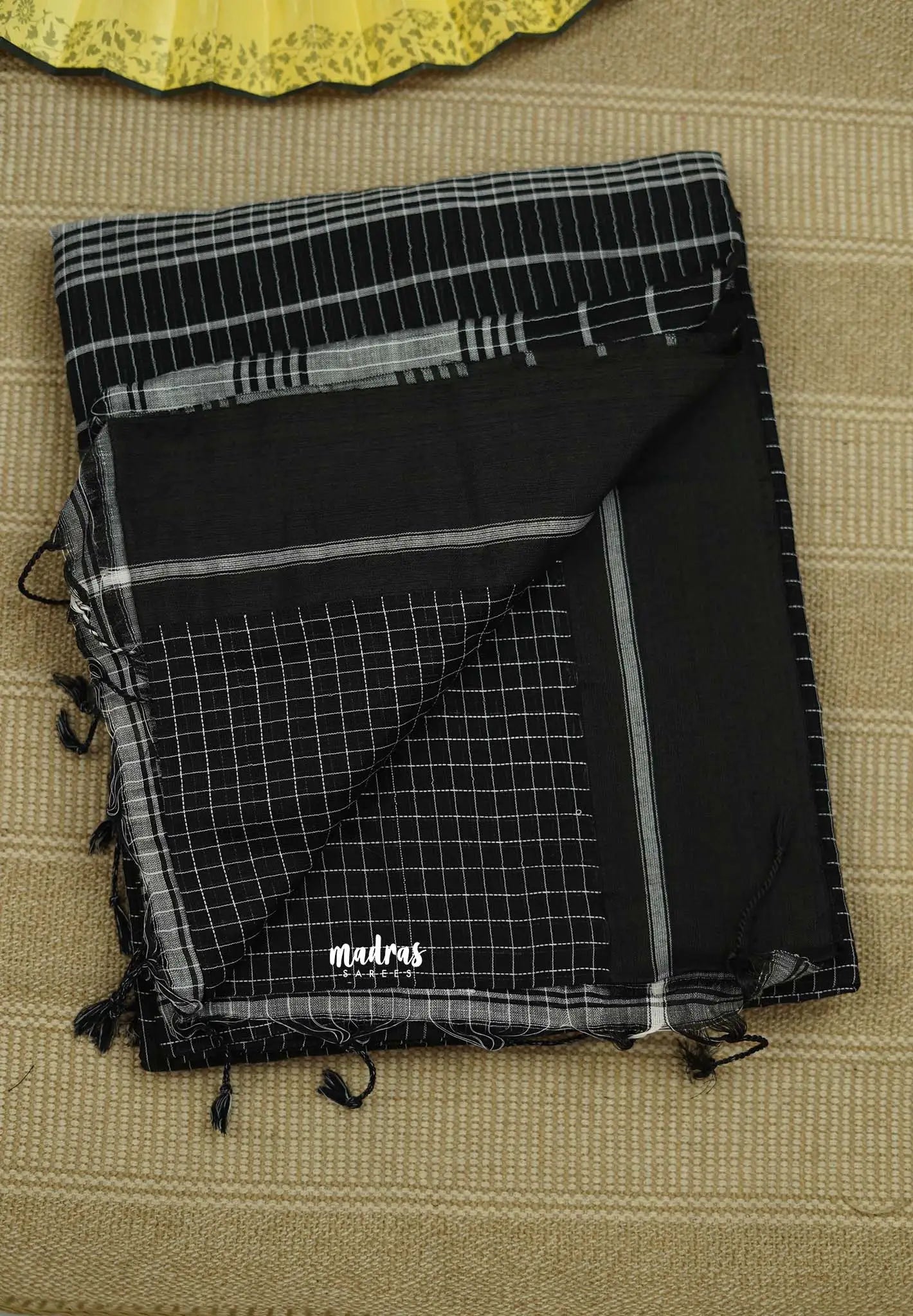 Patteda Anchu saree Black with black - Madras Sarees