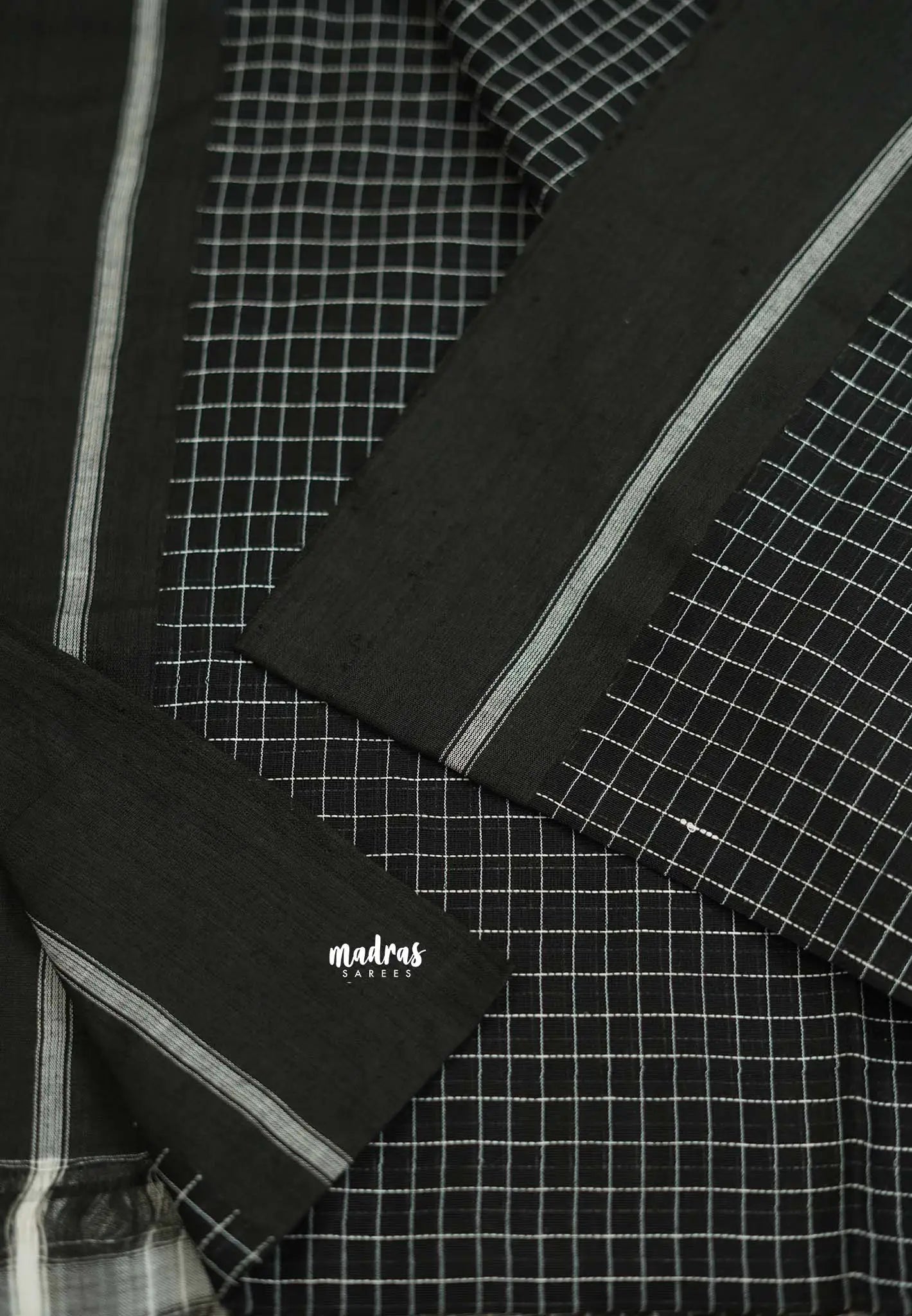 Patteda Anchu saree Black with black - Madras Sarees