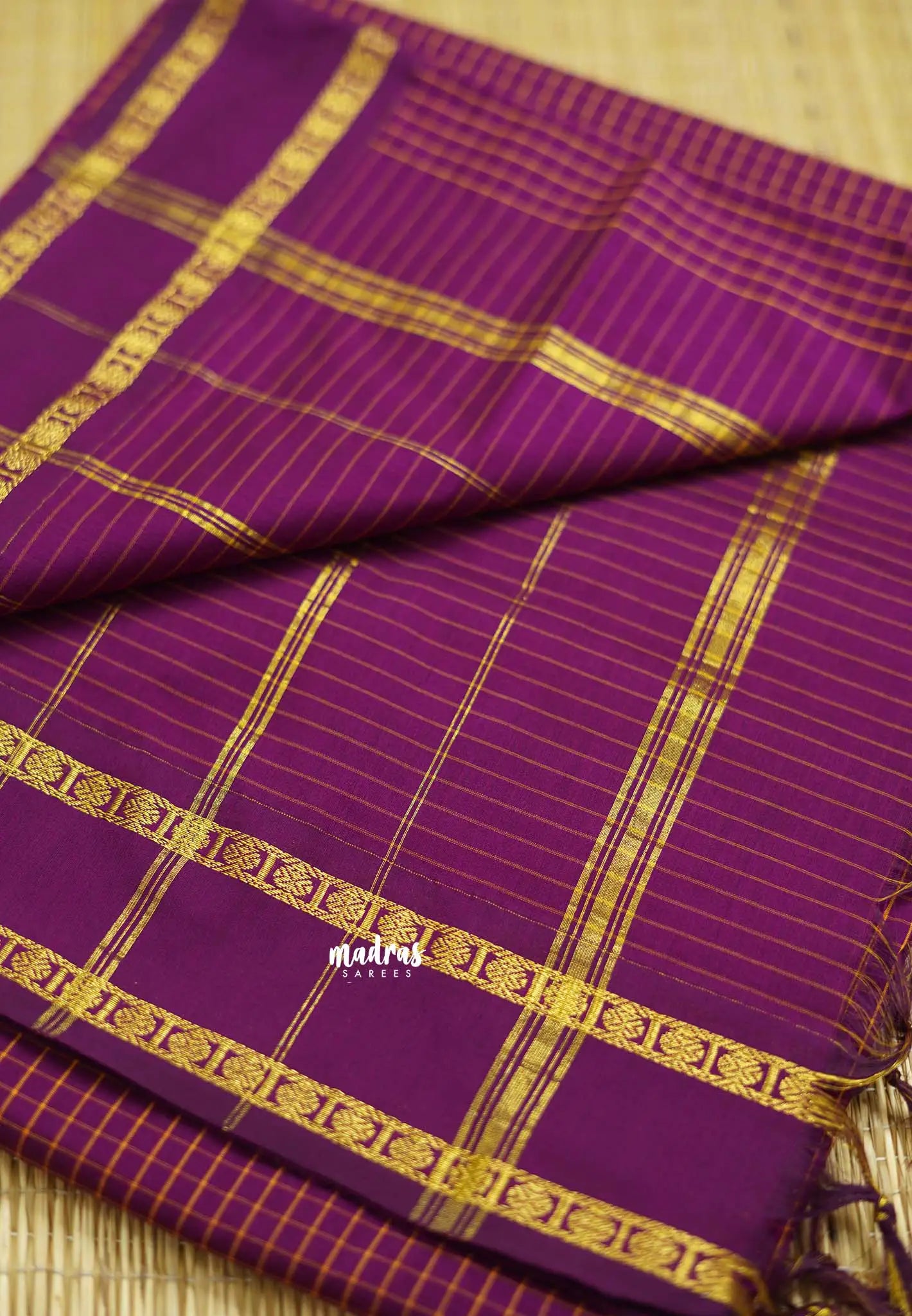 Vintage Gadwal silkcotton Magenta - Madras Sarees