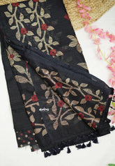 Jasmine Fancy Jute deep blue - Madras Sarees