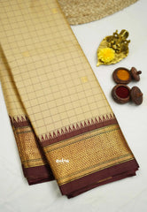 Sico Gadwal checks Beige - Madras Sarees
