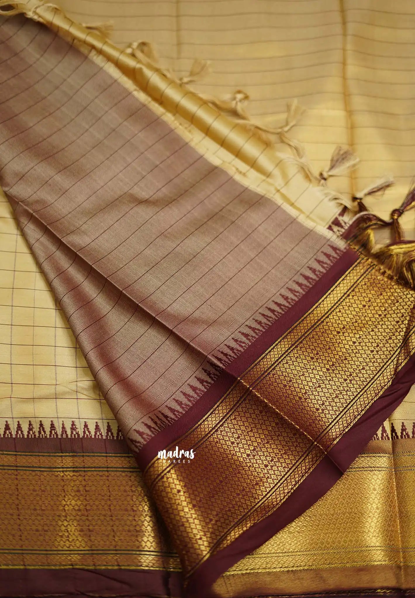 Sico Gadwal checks Beige - Madras Sarees