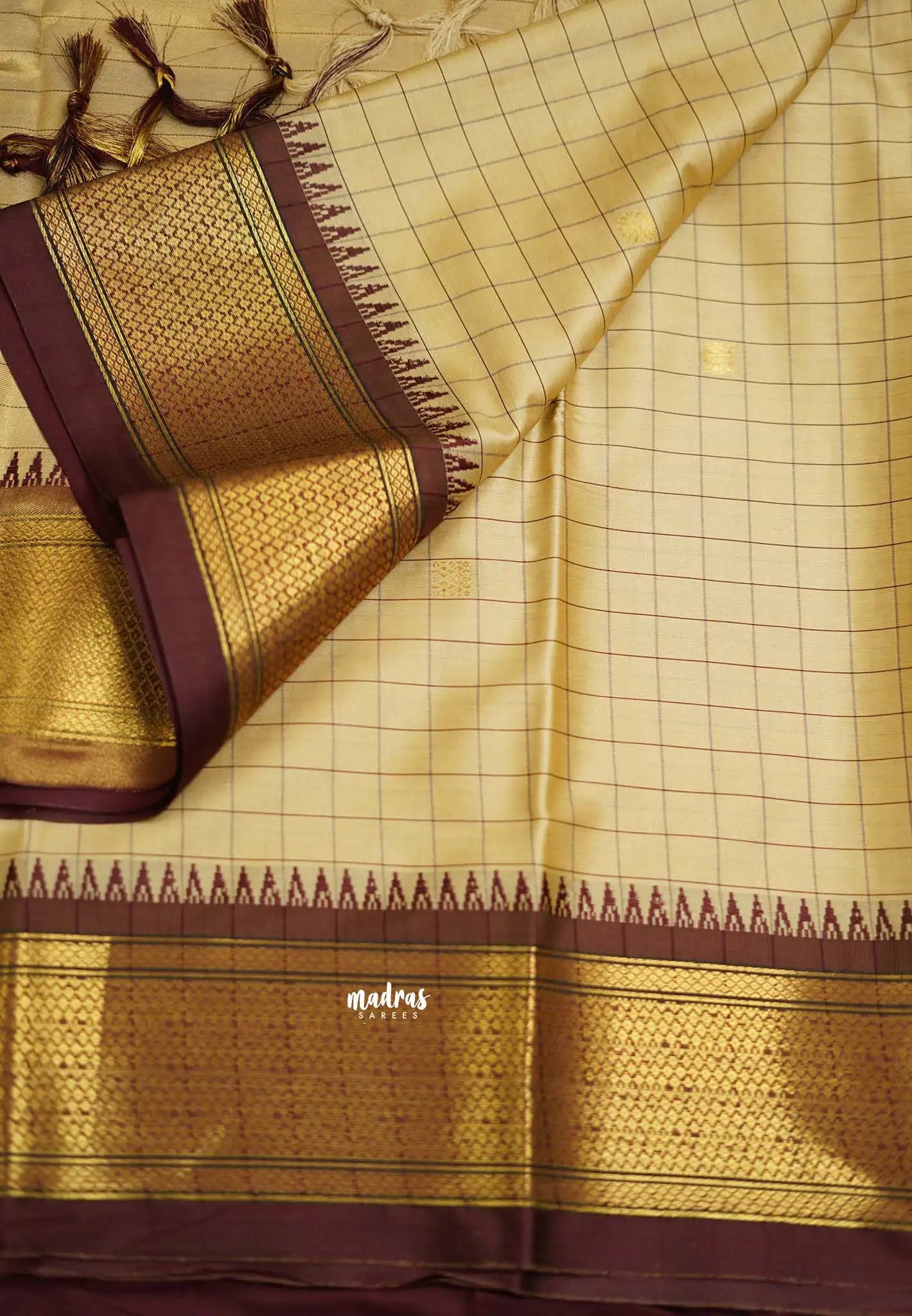 Sico Gadwal checks Beige - Madras Sarees