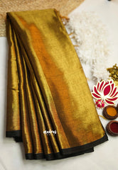 Gold Tissue khadi with black skirt border - Vani Bhojan saree - Madras Sarees