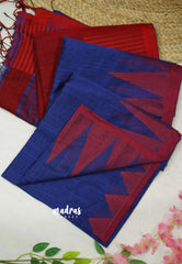 Maheswari - Temple border MS Blue Cotton silk - Madras Sarees